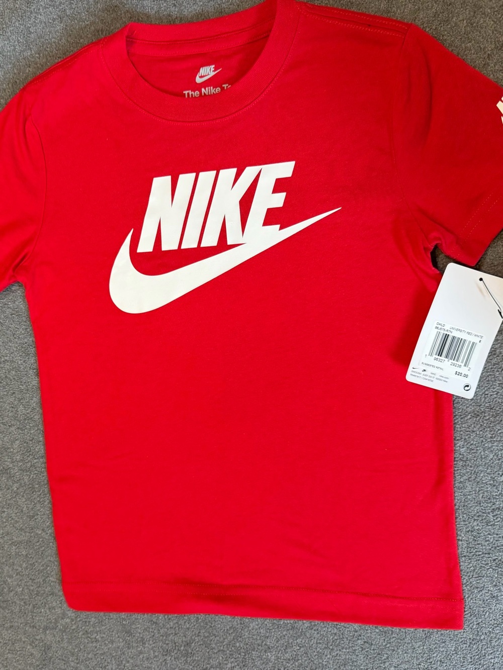 Nike Red Short-Sleeve Tee with White Swoosh Logo